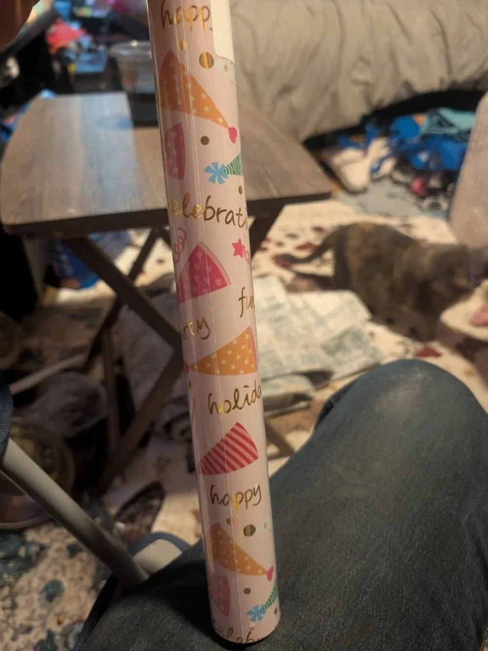 Reversible Pink Gift Wrapping Paper Roll with Metallic Gold Foil Detailing - New
